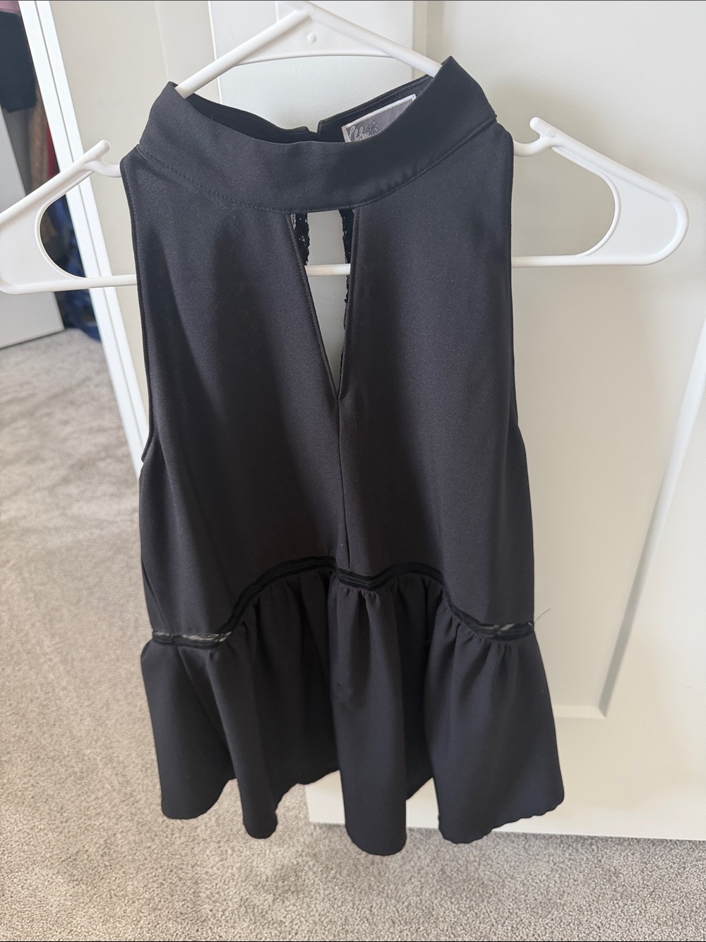 Chelsea28 Black Lace-Back Peplum Shell